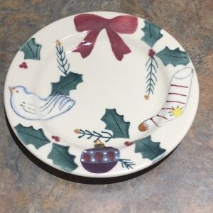 Hartstone Christmas Traditions Salad Plate Dove Stocking Ornament Red Bow